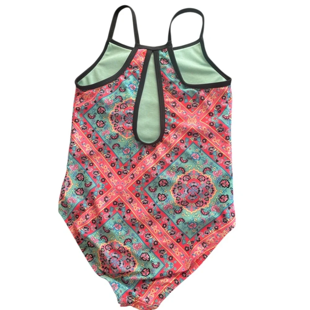 Wonder Nations Girls One Piece Swimsuit Boho Pink Size M 7/8‎